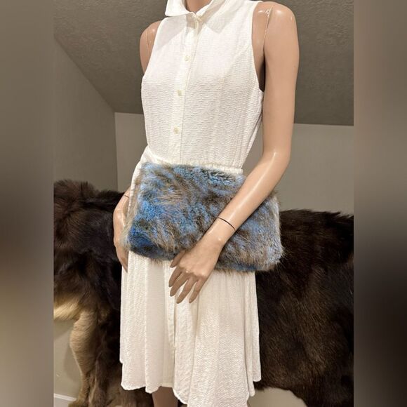 2 Tone Handmade Genuine Beaver Fur Soft Slouchy Clutch/Shoulder Bag/Crossbody - Picture 7 of 16